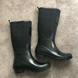 Coach black rainboots size 7